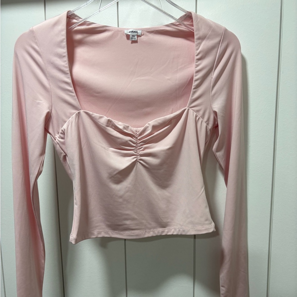 Garage Light Pink Ruched Blouse size small